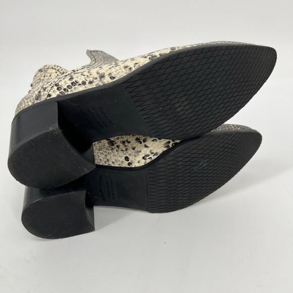 Blondo Eliza Bootie Womens 8.5M Snakeskin Print Leather Black Cream Waterproof - Picture 6 of 9